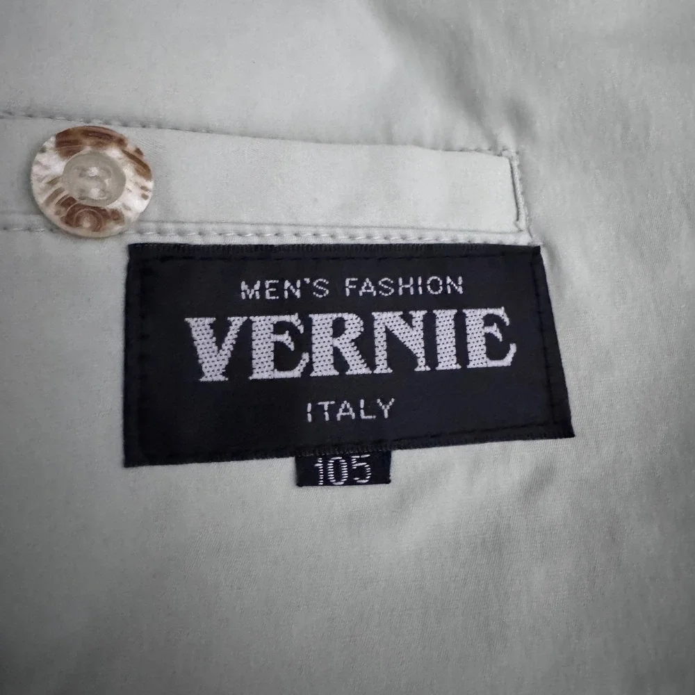 Vernie Blazer Sport Coat Mens 42R Light Gray Solid Cotton Blend Two Button Italy